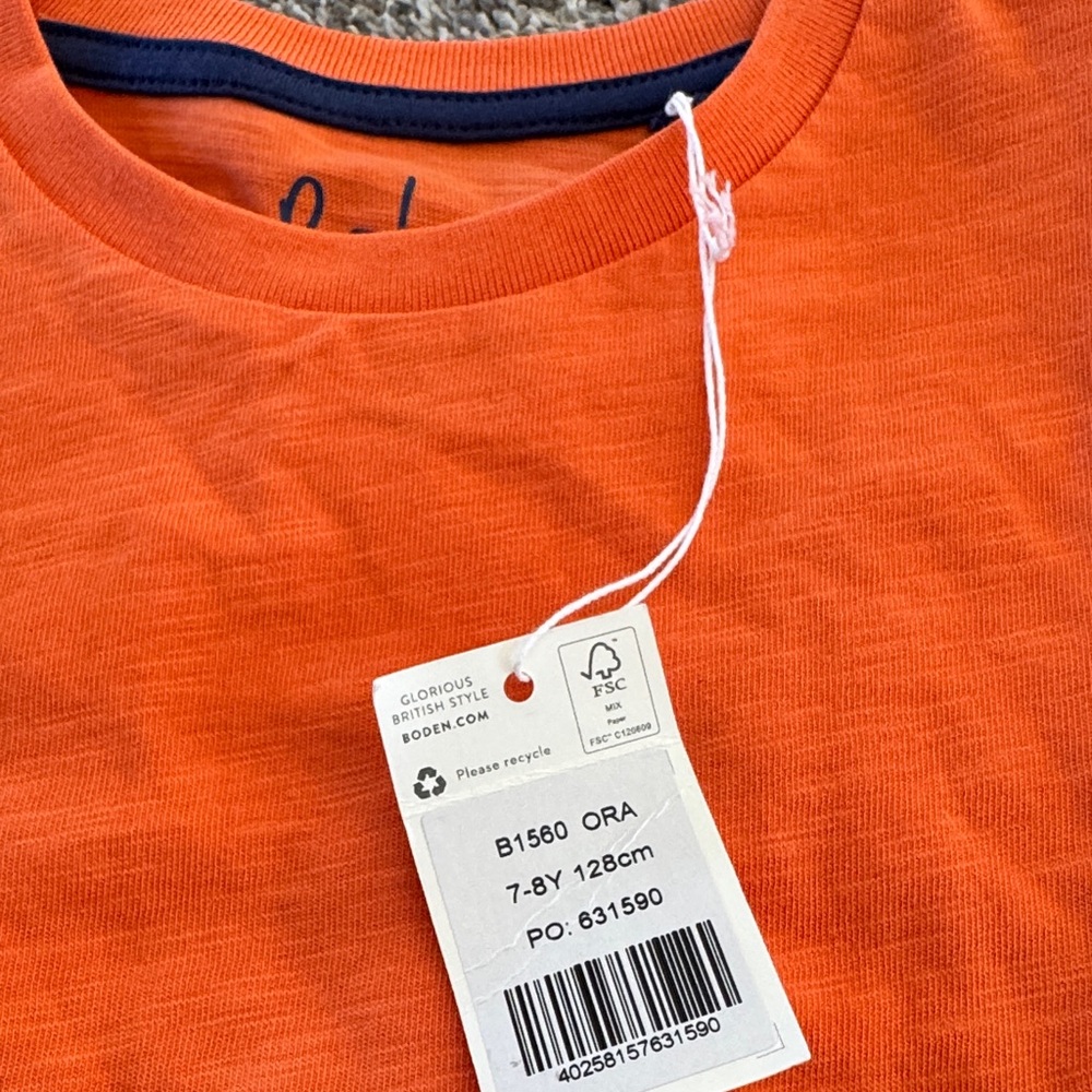 Mini Boden Orange Short Sleeve Tee size 7-8 NWT - Picture 2 of 2
